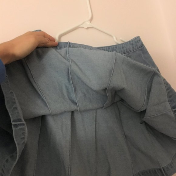 New Classic Simple Preppy Blue Jean Skirt - Picture 2 of 5
